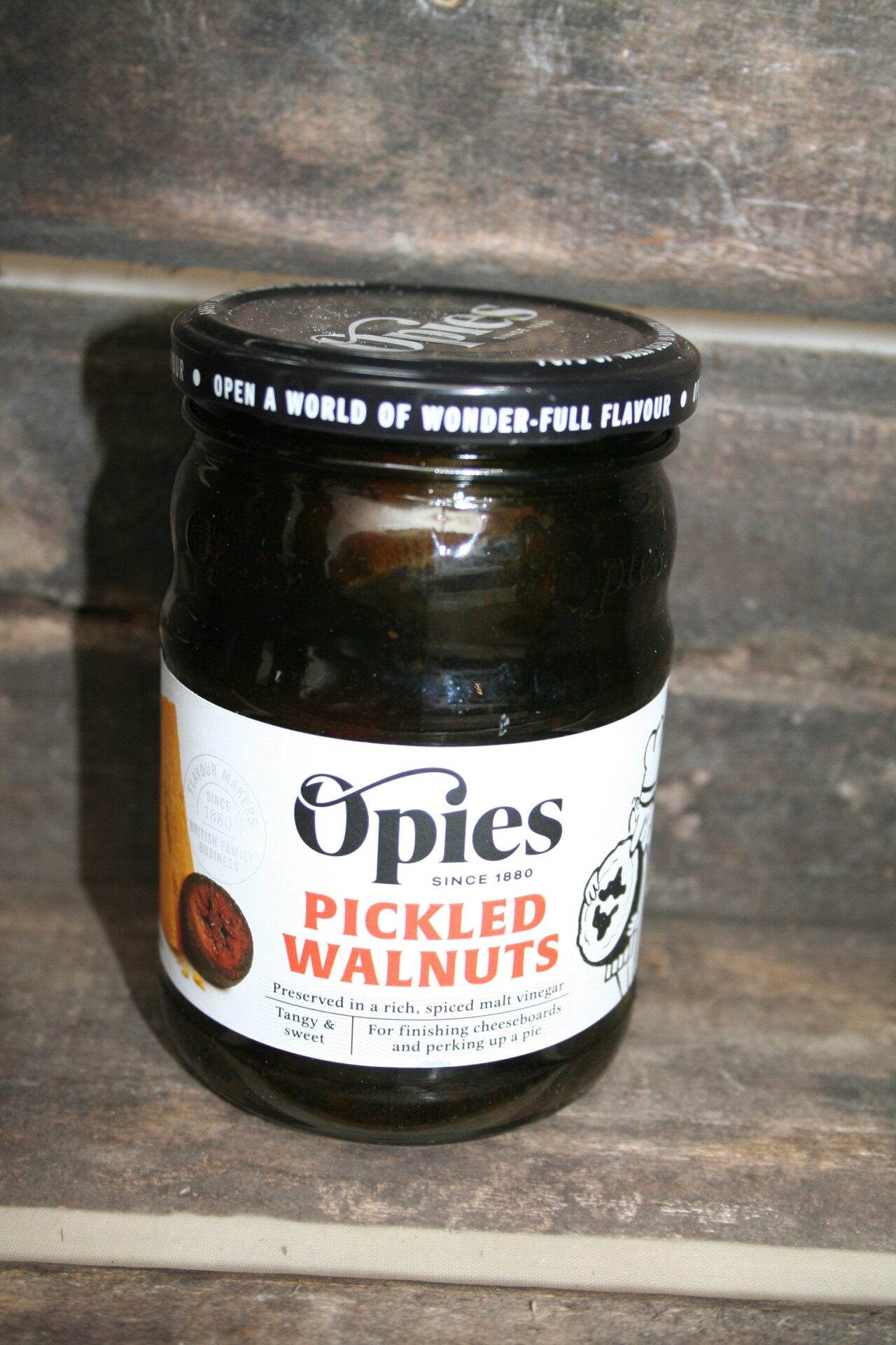Opies pickled walnuts in vinegar