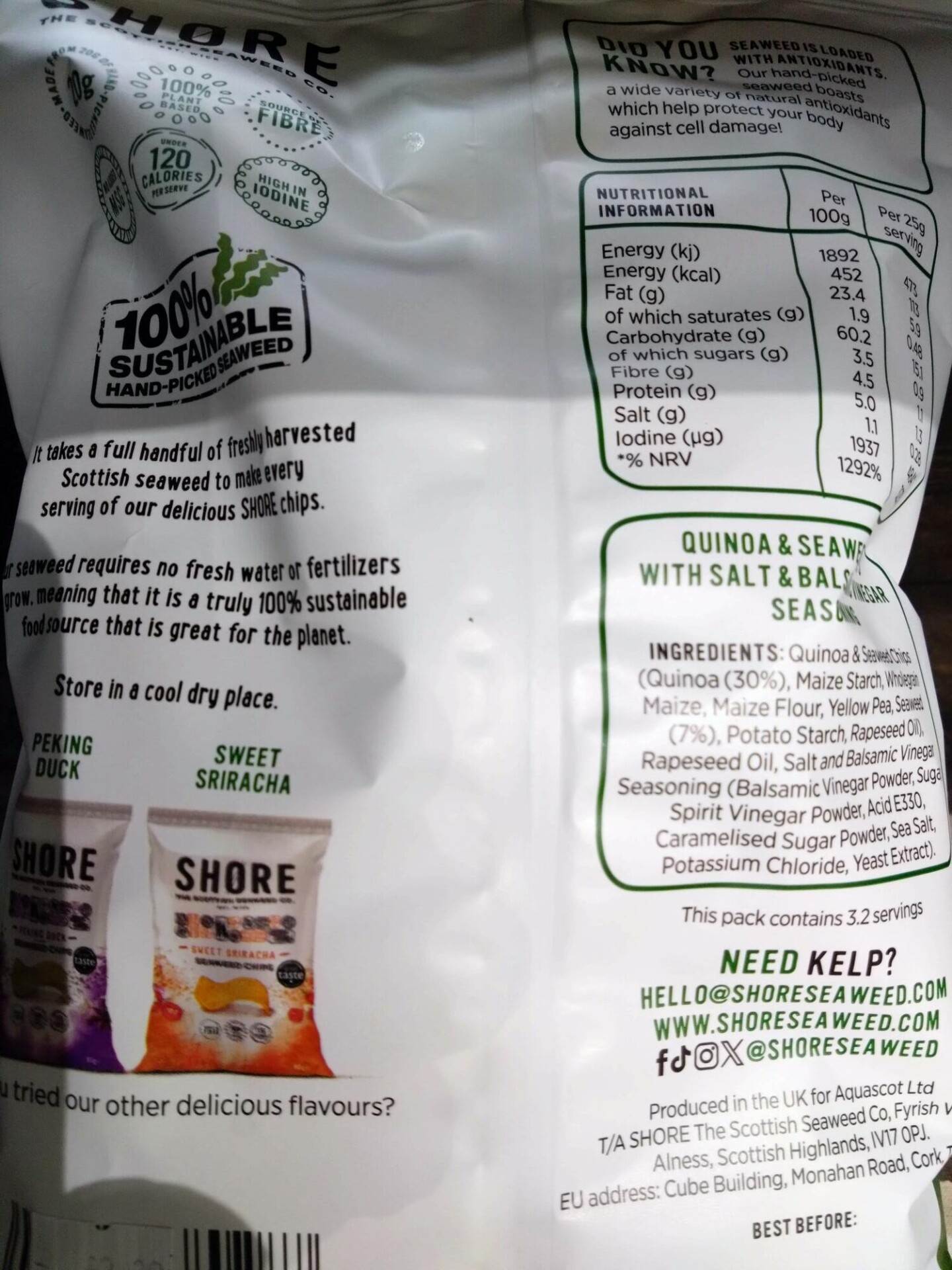 shore seaweed chips crisps smoky barbecue (80g)