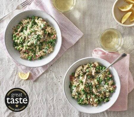 cook chicken, pea & bacon risotto (serves 1)