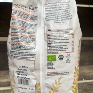 biona organic italian pasta macaroni wholegrain durum wheat vegan (500g)